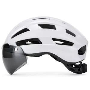 Bicycle helmet with magnetic goggles(white)